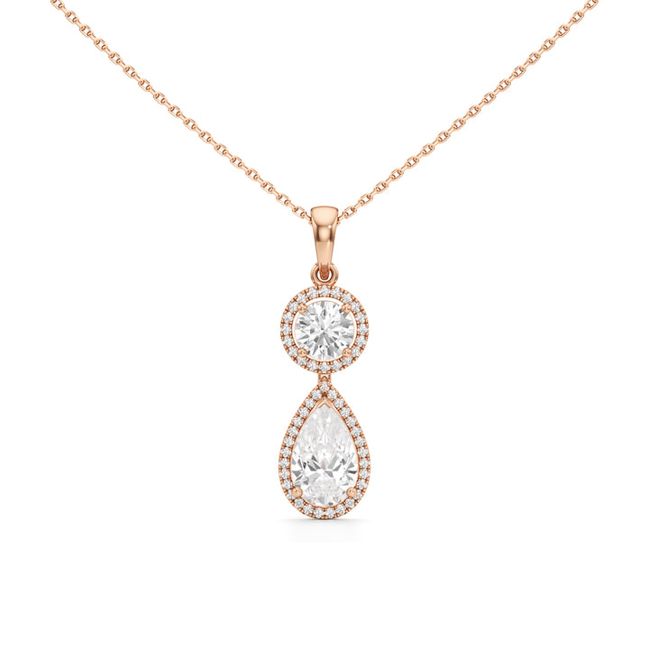 Halo Pear Diamond Solitaire Pendant