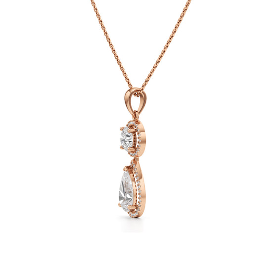 Halo Pear Diamond Solitaire Pendant