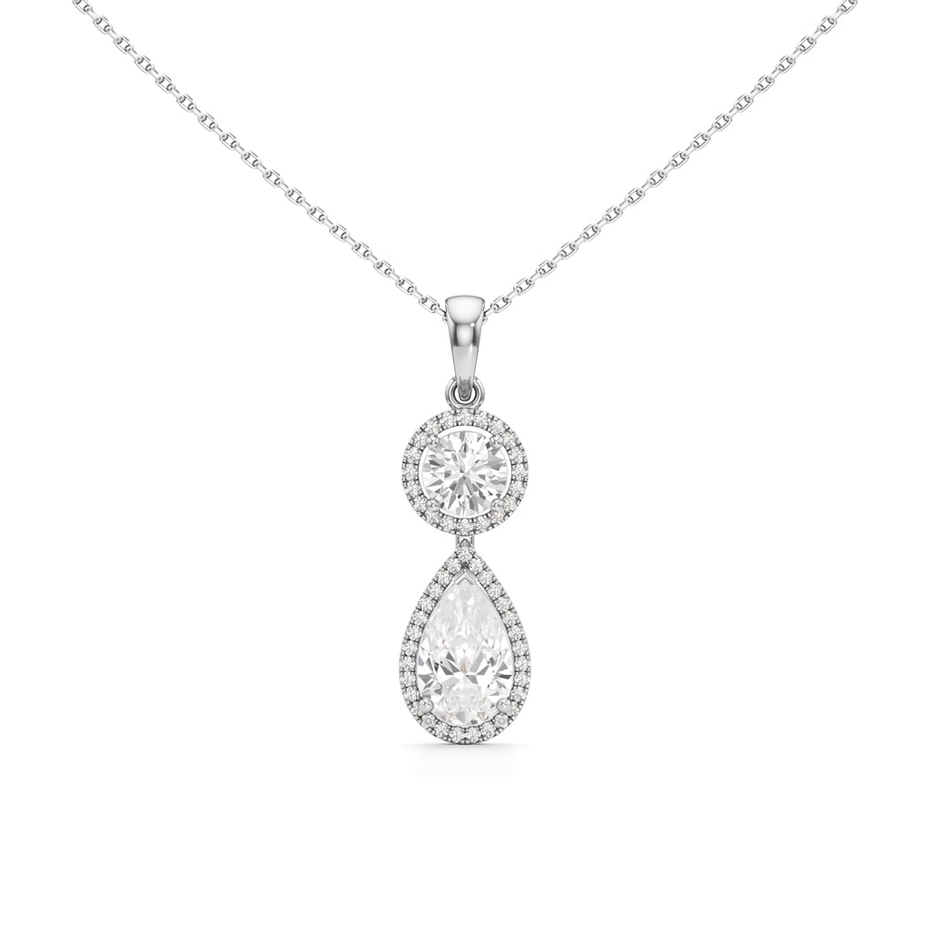 Halo Pear Diamond Solitaire Pendant