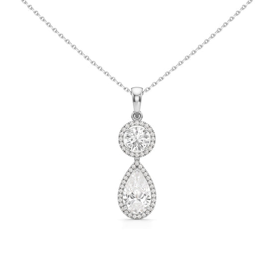 Halo Pear Diamond Solitaire Pendant