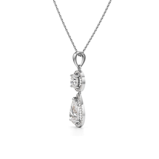 Halo Pear Diamond Solitaire Pendant