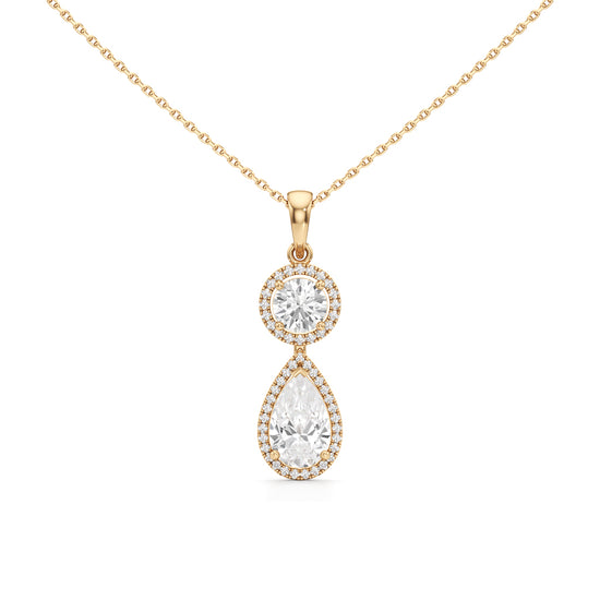 Halo Pear Diamond Solitaire Pendant