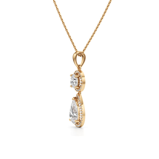 Halo Pear Diamond Solitaire Pendant