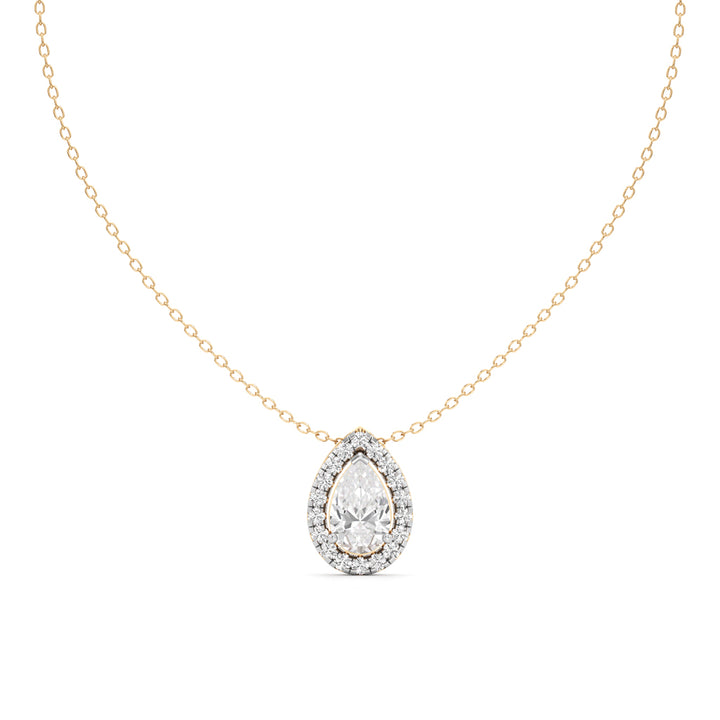 Halo Pear Diamond Solitaire Pendant