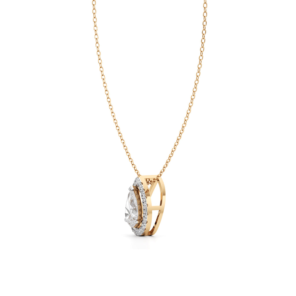 Halo Pear Diamond Solitaire Pendant