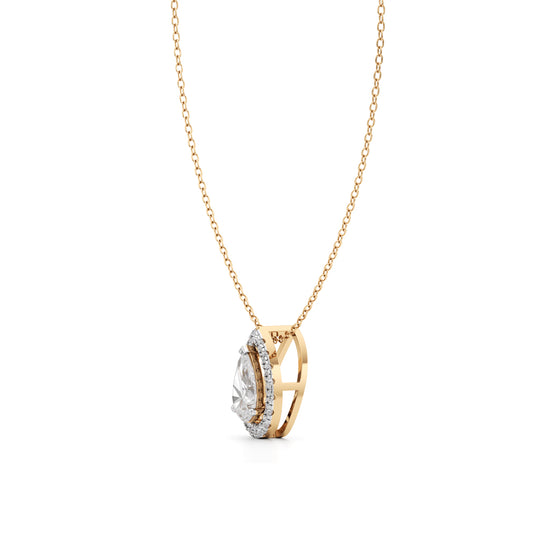 Halo Pear Diamond Solitaire Pendant