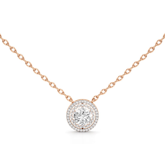 Aurora Halo Round Diamond Pendant Necklace