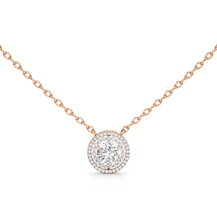 Aurora Halo Round Diamond Pendant Necklace