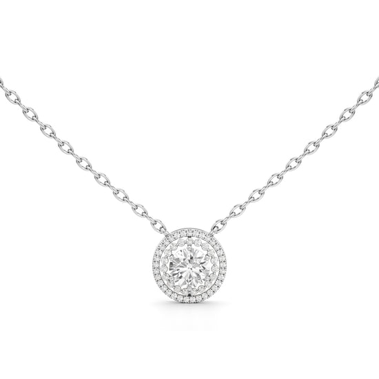 Aurora Halo Round Diamond Pendant Necklace