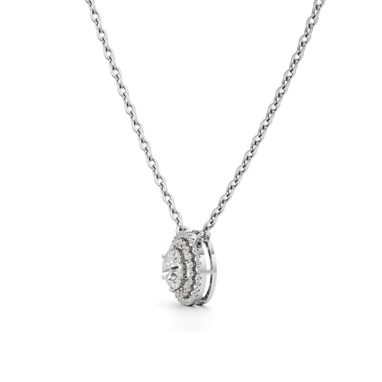 Aurora Halo Round Diamond Pendant Necklace