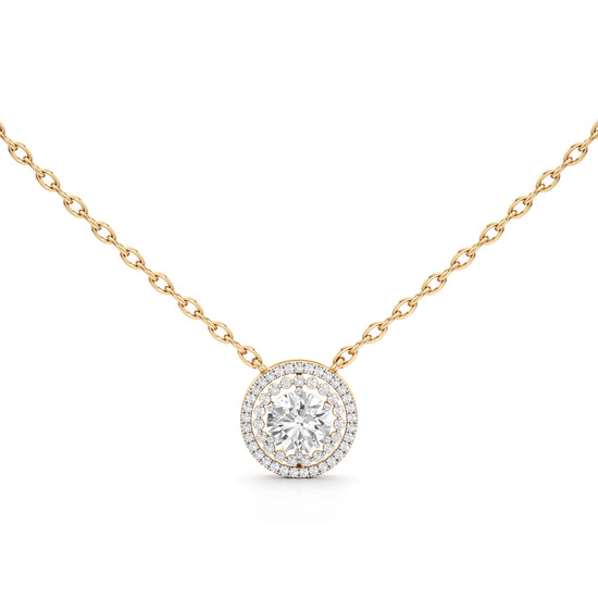 Aurora Halo Round Diamond Pendant Necklace