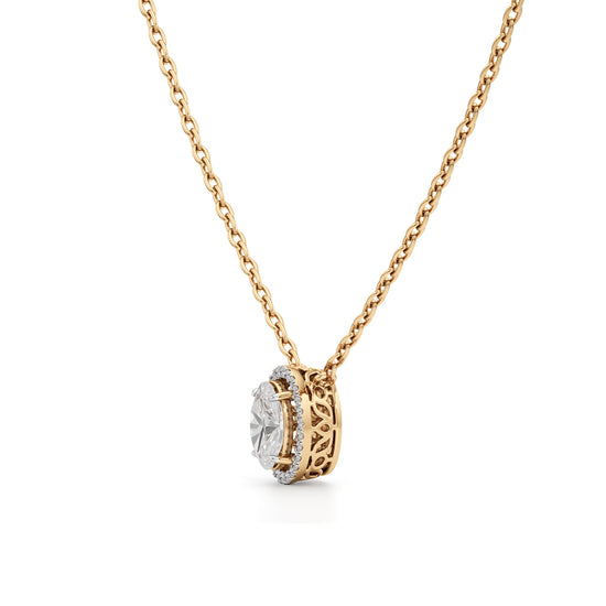 Celeste Oval Halo Diamond Pendant Necklace