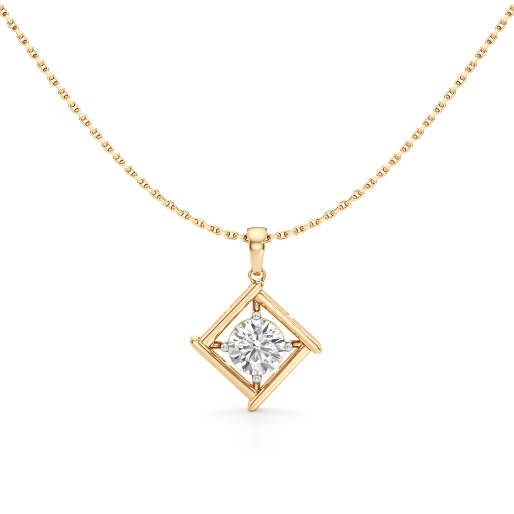 Solara Geometric Solitaire Pendant Necklace