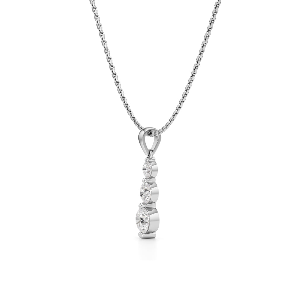 Aurora Triple Drop Diamond Pendant Necklace