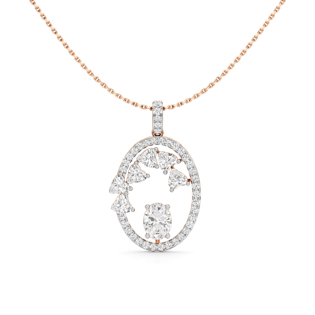 Celestia Oval Halo Pendant Necklace