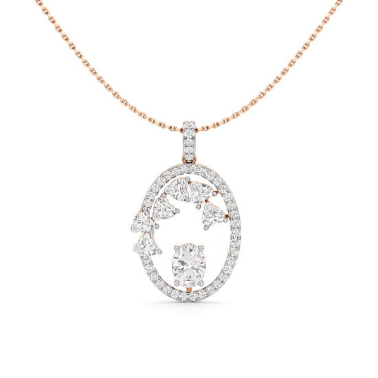 Celestia Oval Halo Pendant Necklace