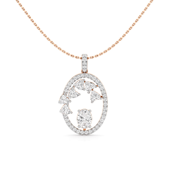 Celestia Oval Halo Pendant Necklace