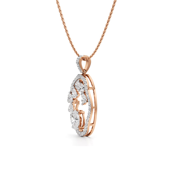 Celestia Oval Halo Pendant Necklace