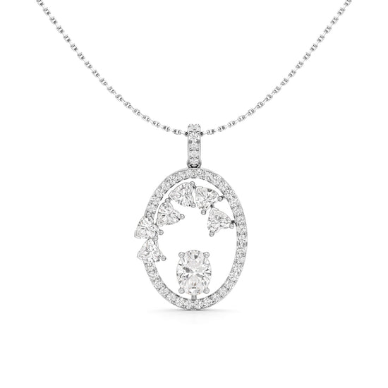 Celestia Oval Halo Pendant Necklace