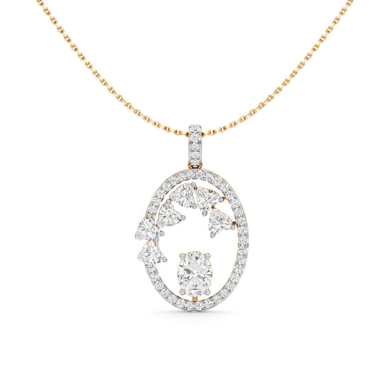Celestia Oval Halo Pendant Necklace