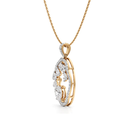 Celestia Oval Halo Pendant Necklace