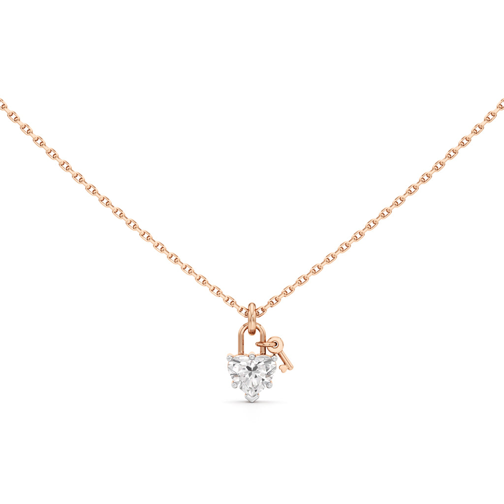 Amora Lock Heart Diamond Pendant Necklace