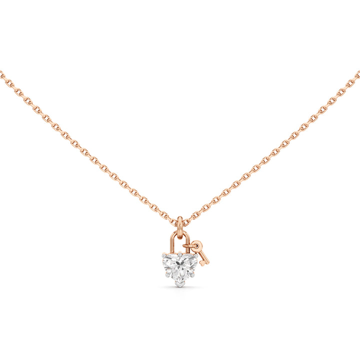 Amora Lock Heart Diamond Pendant Necklace