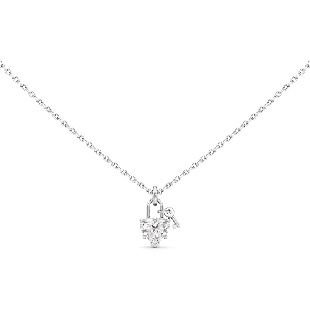 Amora Lock Heart Diamond Pendant Necklace