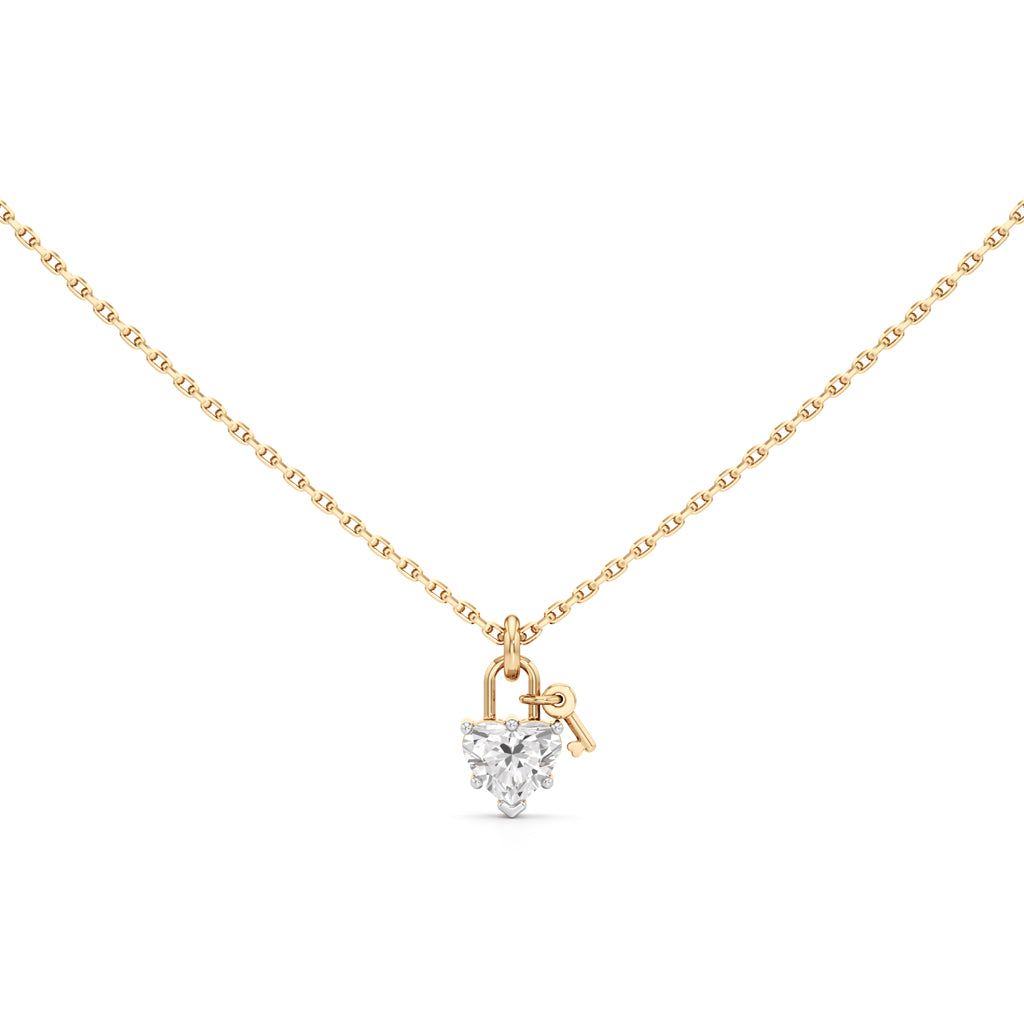 Amora Lock Heart Diamond Pendant Necklace Geer Jewellery