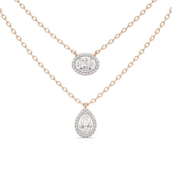 Regalia Dual Halo Diamond Necklace Set