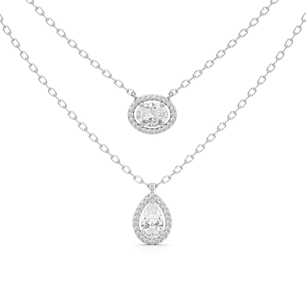 Regalia Dual Halo Diamond Necklace Set