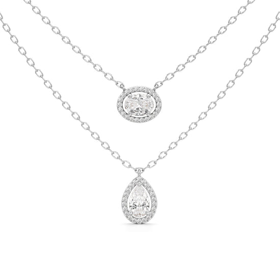 Regalia Dual Halo Diamond Necklace Set
