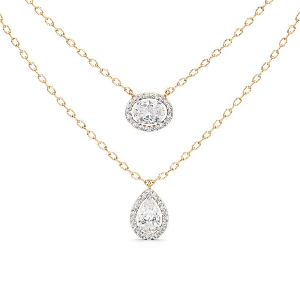 Regalia Dual Halo Diamond Necklace Set