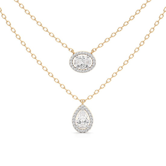 Regalia Dual Halo Diamond Necklace Set