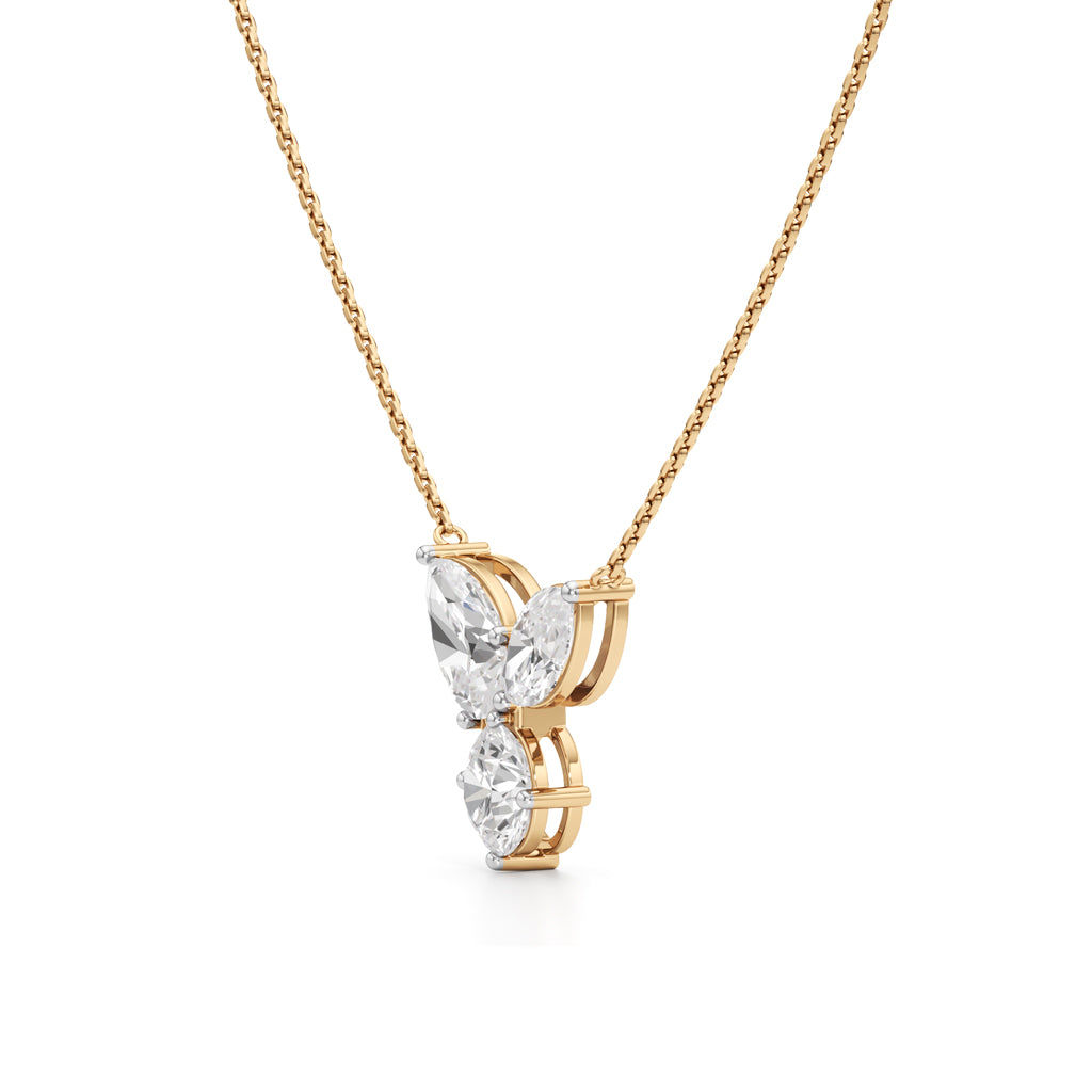 Celestia Tri-Stone Diamond Pendant Necklace
