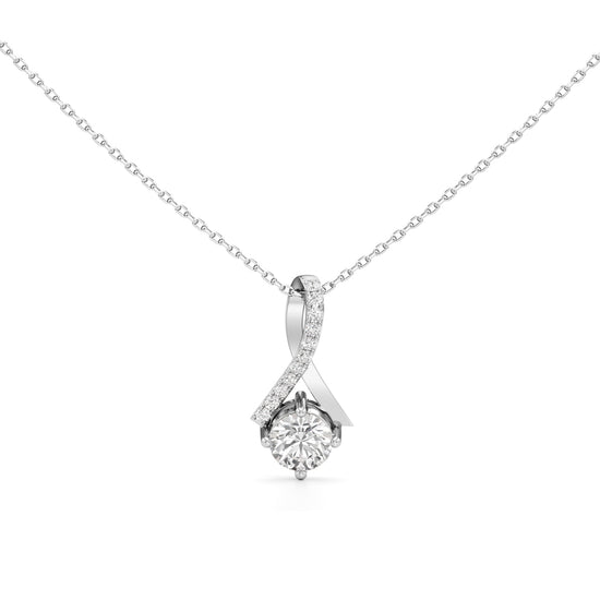 Eterna Solitaire Curve Pendant Necklace