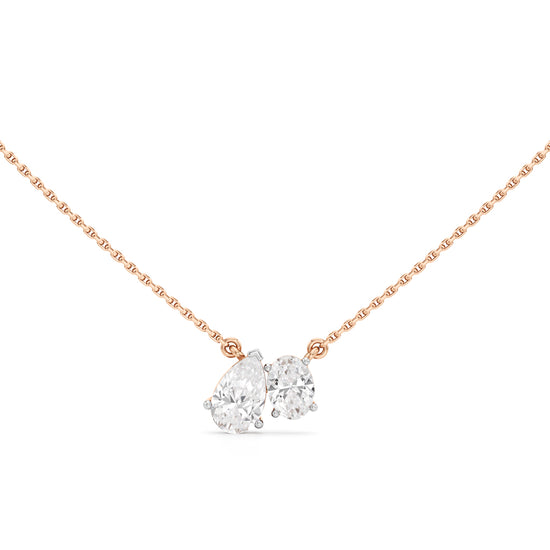 Radiant Duo Diamond Pendant Necklace