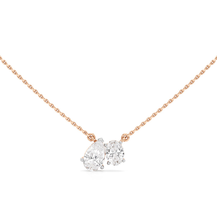Radiant Duo Diamond Pendant Necklace