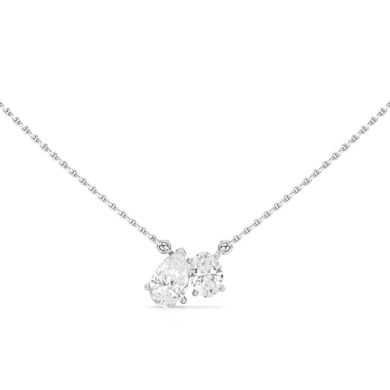 Radiant Duo Diamond Pendant Necklace
