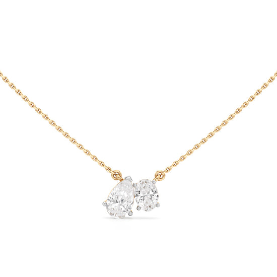 Radiant Duo Diamond Pendant Necklace