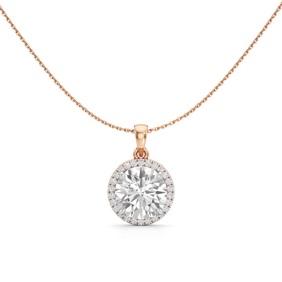 Celeste Halo Round Diamond Pendant Necklace