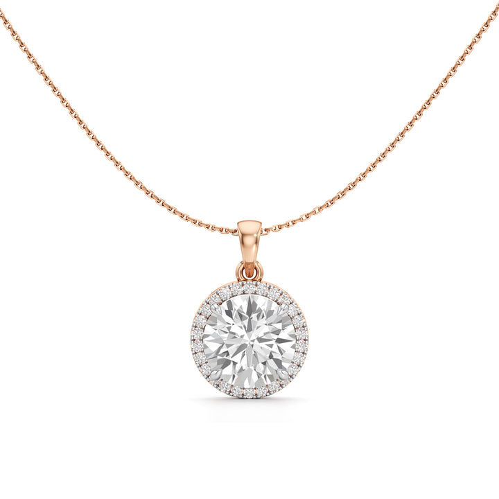 Celeste Halo Round Diamond Pendant Necklace