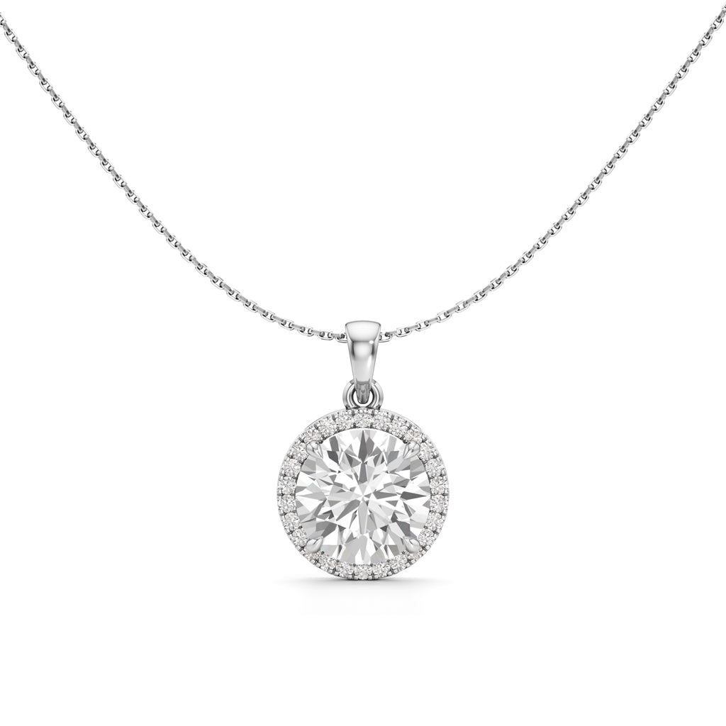 Celeste Halo Round Diamond Pendant Necklace