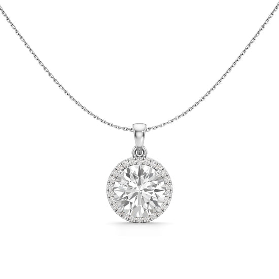 Celeste Halo Round Diamond Pendant Necklace