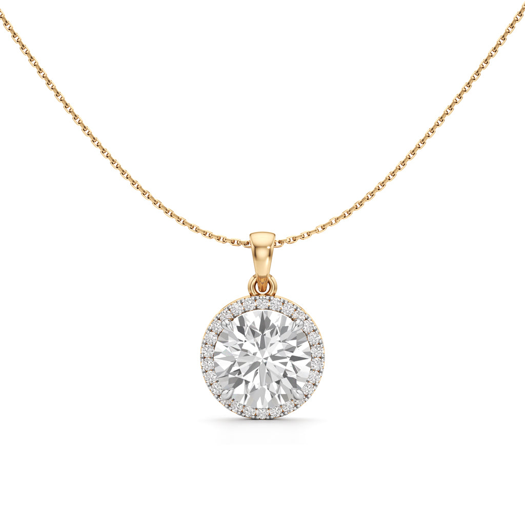 Celeste Halo Round Diamond Pendant Necklace