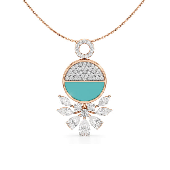 Serenia Bloom Turquoise & Diamond Pendant Necklace