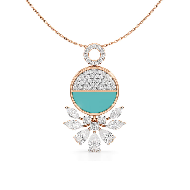 Serenia Bloom Turquoise & Diamond Pendant Necklace