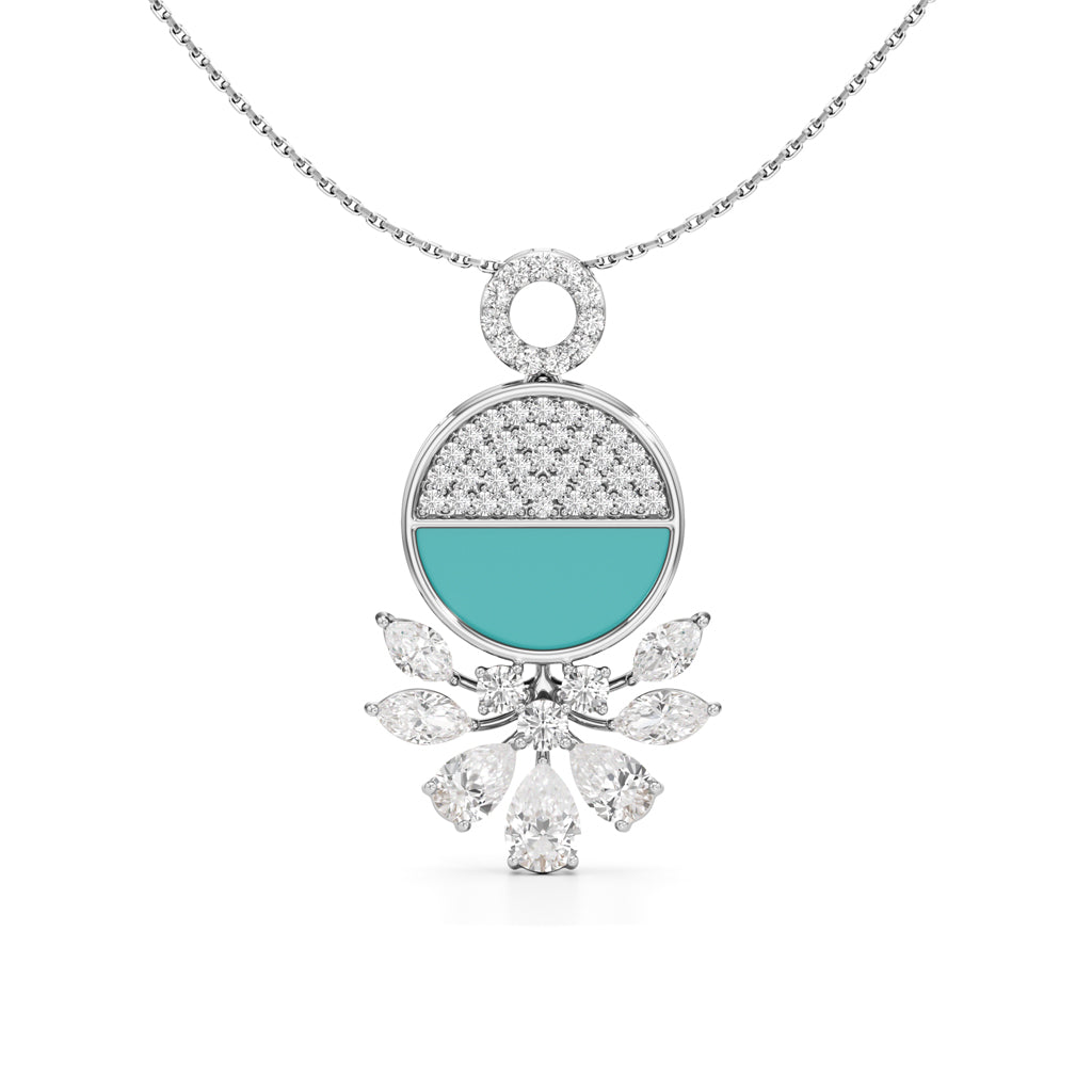 Serenia Bloom Turquoise & Diamond Pendant Necklace