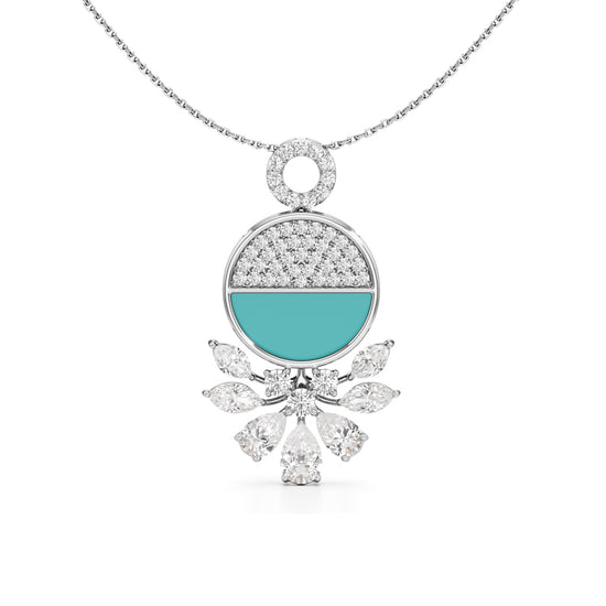 Serenia Bloom Turquoise & Diamond Pendant Necklace