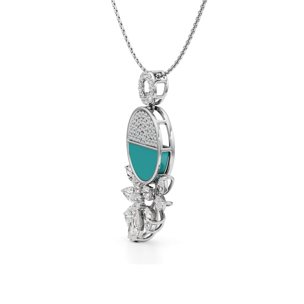 Serenia Bloom Turquoise & Diamond Pendant Necklace